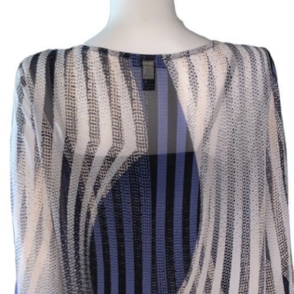 ALFANI Petite! Multicolored Sheer Print Blouson Blouse With Attached Camisole M - Picture 6 of 6